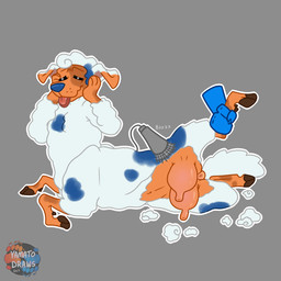 blush disembodied_hand genitals ghost_hand gynomorph intersex sheared shearing solo teats udders vulva yamatopawa bovid canid canine caprine hybrid mammal sheep taur 1:1 absurd_res hi_res