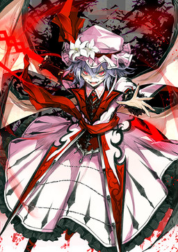 4_wings alternative_fashion blue_hair bonnet clothed clothing colored_nails dress evening_gloves fangs female footwear gloves goth gothic_lolita grin hair handwear hat headgear headwear holding_object holding_weapon j-fashion legwear lolita_(fashion) melee_weapon membrane_(anatomy) membranous_wings mobcap multi_wing nails not_furry open_mouth polearm pupils red_eyes red_nails sailor_lolita sharp_teeth shoes short_hair slit_pupils smile solo spear spear_the_gungnir teeth tights victorian_goth weapon wings minakata_sunao koumajou_densetsu touhou remilia_scarlet humanoid vampire