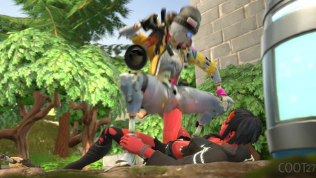 beanie big_penis black_hair blue_eyes bottomless chug_jug clothed clothing duo female female_on_top female_penetrated genitals glowing glowing_eyes grey_body gynomorph gynomorph/female gynomorph_penetrating gynomorph_penetrating_female hair hat headgear headwear huge_penis humanoid_genitalia humanoid_on_humanoid humanoid_on_robot humanoid_penetrated humanoid_penetrating humanoid_penetrating_humanoid humanoid_penis humanoid_pointy_ears humanoid_vulva hyper hyper_genitalia hyper_penis intersex intersex/female intersex_penetrating intersex_penetrating_female jacket machine metallic_body not_furry on_top outside penetration penile penile_penetration penis penis_in_vagina plant pointy_ears pseudo_hair ranged_weapon red_body rocket_launcher sex shrub topwear vaginal vaginal_penetration vein veiny_penis vulva weapon coot27 epic_games fortnite malice_(fortnite) rebel_(fortnite) demon horned_tailclops humanoid robot robot_humanoid 2023 3d_(artwork) 3d_animation animated digital_media_(artwork) hi_res loop no_sound short_playtime source_filmmaker_(artwork) webm