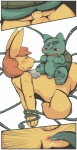 anal anthro anus blush bodily_fluids cum duo genital_fluids genitals male male/male male_penetrated male_penetrating male_penetrating_male penetration penis plant sex tail young mek bandai_namco digimon nintendo pokemon bulbasaur elemental_creature flora_fauna generation_1_pokemon pokemon_(species) scalie crossover