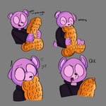 anthro biped eyes_closed eyewear food food_fetish glasses purple_body simple_background solo suggestive suggestive_food text waffle m00nch1ld_zzz cockwaffle unicorn_wars padre_(unicorn_wars) bear mammal 1:1 2023 absurd_res hi_res meme spanish_text translated