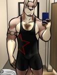 anthro athletic biceps bulge clothing electronics eyewear fur glasses holding_object holding_phone male muscular muscular_anthro muscular_male phone selfie shirt solo tattoo tight_clothing topwear underwear wrestling wrestling_singlet bgn ozzy_fitch kangaroo macropod mammal marsupial hi_res