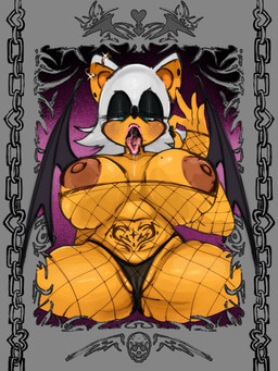 alternative_fashion anthro bedroom_eyes big_breasts blush breasts clothed clothing ear_piercing ear_ring fellatio_gesture female fishnet_clothing gesture goth huge_breasts looking_at_viewer markings mole_(marking) mole_on_breast mole_under_mouth narrowed_eyes navel nipples open_mouth piercing ring_piercing seductive solo suggestive suggestive_gesture thick_thighs thong tongue tongue_out tongue_piercing topless underwear wide_hips womb_tattoo blooodymom sega sonic_the_hedgehog_(series) rouge_the_bat bat mammal