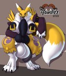 animal_genitalia animal_penis anthro balls big_balls big_genitalia big_penis breasts canine_genitalia canine_penis dominant dominant_anthro dominant_gynomorph dominant_intersex genitals gynomorph herm huge_balls huge_penis hyper hyper_balls hyper_genitalia hyper_penis intersex knot knotted_penis nipple_piercing nipples penis piercing sheath solo yaudizz bandai_namco digimon digimon_(species) renamon 2022 hi_res