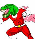 2011 abs ambiguous_gender anthro belt brute_wyvern capcom clothing clover_studio deviljho gloves handwear monster_hunter muscular muscular_ambiguous muscular_anthro pecs scalie scarf simple_background solo unknown_artist viewtiful_joe viewtiful_joe_(series) white_background