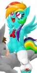2013 blue_fur blush brown_hair cowgirl_position cutie_mark donkey duo equine female female_on_top friendship_is_magic fur grey_fur hair horse lying male mammal multi-colored_hair my_little_pony necktie on_back on_top open_mouth pegasus penetration penis pony purple_eyes pussy rainbow_dash_(mlp) rainbow_hair ricocake sex stockings straight tongue vaginal vaginal_penetration wings
Rating: Explicit
Score: 2
User: Falord
Date: June 01, 2013