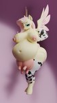 animal_print anthro belly big_belly big_breasts breasts breasts_and_udders clothing cow_print feathered_wings feathers female hair hands_behind_back horn huge_breasts intersex looking_at_viewer nipples nude overweight pink_hair pink_nipples pregnant pregnant_anthro pregnant_female solo spread_wings teats thick_thighs udders wings yellow_body rayana_rezaque blender_cycles friendship_is_magic hasbro my_little_pony mythology fluttershy_(mlp) equid equine horse mammal mythological_creature mythological_equine pony winged_unicorn 2024 3d_(artwork) absurd_res blender_(artwork) digital_media_(artwork) hi_res huge_filesize