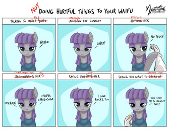 chart clothed clothing dialogue female feral green_eyes greeting hair half-closed_eyes narrowed_eyes partitioning purple_hair ring solo text mysticalpha friendship_is_magic hasbro my_little_pony waifu_chart maud_pie_(mlp) earth_pony equid equine horse human mammal pony 2014 digital_media_(artwork) english_text meme multiple_images