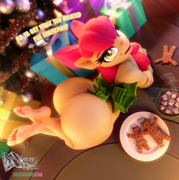 anthro big_butt butt christmas_tree dialogue feet female gift holidays indoor_nudity inside loli nude plant solo tree wrapped young young_anthro young_female conditional_dnp dduns christmas friendship_is_magic hasbro my_little_pony apple_bloom_(mlp) earth_pony equid equine horse mammal pony 3d_(artwork) digital_media_(artwork) hi_res