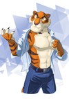 anthro businessman claws clothed clothing countershading male open_clothing open_shirt open_topwear shirt solo topwear leo-artis disney talespin the_jungle_book shere_khan bengal_tiger felid mammal pantherine tiger absurd_res hi_res