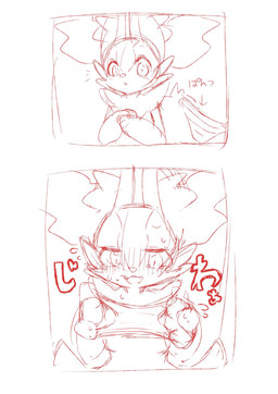3_fingers anthro arm_tuft biped blush blush_lines bodily_fluids breasts cheek_tuft clothing comic_panel cute_fangs emanata facial_tuft fangs female female_anthro fingers flying_sweatdrops front_view hip_tuft holding_object inner_ear_fluff looking_at_object looking_at_viewer nude nude_anthro nude_female onomatopoeia open_mouth panties pointy_ears presenting_underwear prick_ears shoulder_tuft simple_background small_breasts solo sound_effects standing sweat sweatdrop tail tears teeth text tuft two_panel_image underwear wavy_mouth white_background yakiniku628 nintendo pokemon braixen canid generation_6_pokemon mammal pokemon_(species) 2020 bust_portrait comic digital_drawing_(artwork) digital_media_(artwork) half-length_portrait hi_res japanese_description japanese_text monochrome partially_translated portrait sketch translation_request