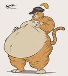 anthro belly big_belly claws clothing fur glass glass_of_milk hand_on_belly hat hat_feather hat_only headgear headgear_only headwear headwear_only holding_glass holding_object looking_at_viewer loose_feather male milk morbidly_obese morbidly_obese_anthro morbidly_obese_male mostly_nude navel nude obese obese_anthro obese_male overweight overweight_anthro overweight_male paws raised_tail solo standing tail whiskers husky2paws dreamworks puss_in_boots_(franchise) puss_in_boots_(dreamworks) domestic_cat felid feline felis mammal 2024 signature