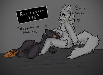 anthro black_sclera claws cunnilingus dialogue duo female female/female fluffy fur gameplay_mechanics heart_symbol oral paws sex simple_background text vaginal white_body white_fur darthnear casualties:_unknown gunsaw expie_(gunsawian) gunsawian milky_(gunsawian) english_text hi_res shaded
