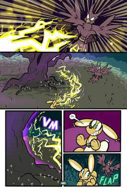 5_panel_comic ambiguous_gender balloon balloon_with_face beak black_nose black_text brown_body dialogue duo electricity empty_eyes feathered_wings feathers feet feral flying green_eyes green_text inflatable jewelry looking_at_another looking_back magic magic_user motion_lines open_mouth outside page_number paws pendant plant purple_text roots sound_effects speech_bubble tail tail_feathers talons teeth text toes toony tree white_eyes white_sclera wings virmir roko_kirihoko avian canid canine fox mammal 2025 2:3 absurd_res comic english_text hi_res