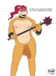 anthro balls biped blush claws femboy fingers genitals hair holding_mace holding_object holding_weapon horn looking_at_viewer mace male melee_weapon nipples nude pecs penis ponytail shell simple_background smile solo standing text tongue weapon white_background timidwithapen mario_bros nintendo damon_koopa fan_character koopa mammal scalie 2019 3:4 digital_media_(artwork) english_text hi_res