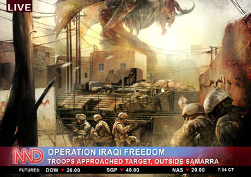 action_pose action_scene apc arabian armor battlefield bodysuit bottomwear bullet_hole camo camo_body camo_bottomwear camo_clothing camo_jacket camo_pants camo_print camo_shorts city city_destruction cityscape clothing cloud covering covering_self crouching curved_horn day destruction detailed_background dust_cloud economy equipment explosion fence fire formation frank3nstein graffiti group gun headgear helmet horn horror_(theme) inflation_(economics) iraq larger_male livestream macro male middle_aged military military_equipment military_uniform multi_eye news news_report painting pants pattern_bottomwear pattern_clothing pattern_pants pattern_shorts pose ranged_weapon realistic ruins sandbag shorts sign size_difference skinsuit sky skyscape soldier squad stock_market street_lamp tall_buildings text tight_clothing time uniform urban vehicle wall_(structure) warrior warzone weapon white_body window wings unknown_artist animal_humanoid eldritch_being human humanoid mammal mammal_humanoid 2009 digital_drawing_(artwork) digital_media_(artwork) digital_painting_(artwork) english_text painting_(artwork)