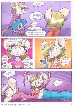 3_toes anthro barefoot claws clothed clothing dialogue duo ear_piercing feet female male male/female open_mouth paws piercing simple_background speech_bubble tail text toe_claws toes ratcha iris_(ratcha) skye_(ratcha) mammal mouse murid murine rodent comic english_text hi_res multiple_scenes brother_(lore) sibling_(lore) sister_(lore) twins_(lore)