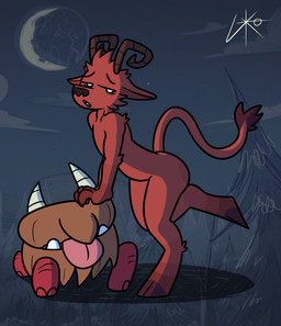 anthro big_butt butt femboy flustered fur hooves horn looking_back male nude nude_male pose red_body red_fur shy small_waist solo tail tuft white_eyes lilith-ko don't_starve klei_entertainment wortox bovid caprine goat imp mammal hi_res