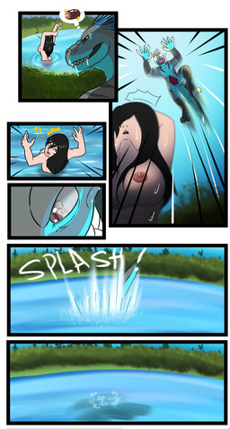 anthro bathing breasts erection female genitals hunting looking_at_another male male/female nude nude_anthro nude_female nude_male outside peeping penis pounce skinny_dipping surprised vore wet wet_body chyara_the_chimera human humanoid mammal scalie hi_res