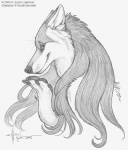 ambiguous_gender anthro paws side_view solo hkluterman kyoht_luterman canid canine canis coyote mammal 2003 bust_portrait graphite_(artwork) greyscale monochrome portrait traditional_media_(artwork)