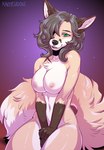 5_fingers anthro areola breasts brown_hair eyebrows eyelashes female fingers hair navel nipples nude smile solo kaitycuddle canid canine fox mammal 2023 digital_media_(artwork)