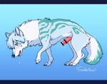 animal_genitalia animal_penis blue_body blue_fur blush canine_genitalia canine_penis censor_bar erection feral fur genitals ineffective_censorship male penis solo teal_eyes soukosouji misago_(soukosouji) canid canine canis mammal wolf 2015 censored