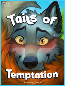 amber_eyes anthro black_nose blue_border bodily_fluids border dipstick_tail duo fur male male/male markings orange_eyes orange_tail snout sweat sweatdrop tail tail_markings text white_tail_tip marsccts microsoft minecraft mojang xbox_game_studios canid canine canis fox fox_(minecraft) mammal pale_wolf_(minecraft) wolf wolf_(minecraft) comic cover english_text hi_res