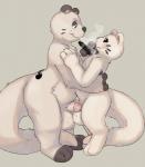 anthro balls big_balls blush duo frottage fur genitals humanoid_genitalia humanoid_penis male male/male nude penile penis sex simple_background tattoo vape whiskers white_body white_fur seth-iova mammal mustelid otter