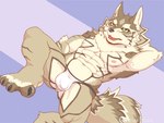 abs anthro athletic athletic_anthro athletic_male black_sclera blush fur green_eyes male nipples pecs solo striped_body striped_fur stripes reizohozon lifewonders tokyo_afterschool_summoners seth_(tas) canid canine canis jackal mammal 4:3