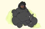 anthro balls blush bodily_fluids dripping eyewear genital_fluids genitals glasses looking_pleasured male nude overweight overweight_male penis precum precum_drip solo creamycado steve_jovonovich bear mammal hi_res