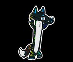 ambiguous_gender anthro black_body black_fur blue_eyes fur rainbow_stripes solo stripes white_body white_fur neorberus toothless_dancing nickyy_(nickyydukyte) canid canine fox humanoid mammal alpha_channel meme