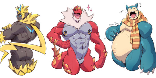 abs anthro anthrofied back_muscles belly biceps big_belly big_muscles black_body blonde_hair blue_body blue_eyes blue_markings bodily_fluids butt contact_onomatopoeia crossed_arms different_sound_effects drooling featureless_crotch grey_body group hair male markings mostly_nude muscular muscular_anthro muscular_butt muscular_male muscular_thighs navel neck_tuft nipple_piercing nipple_ring nipples non-mammal_nipples onomatopoeia open_mouth overweight overweight_anthro overweight_male pecs piercing rear_view red_body ring_piercing saliva scarf scarf_only scratching scratching_sound_effect simple_background sleeping sound_effects sparkles tan_body teeth text thick_thighs tongue trio tuft tusks vowelless vowelless_sound_effect yawn zzz arts_of_indiego nintendo pokemon dinosaur fossil_pokemon generation_1_pokemon generation_6_pokemon generation_7_pokemon legendary_pokemon pokemon_(species) prehistoric_species reptile scalie snorlax tyrantrum zeraora 2021 absurd_res hi_res