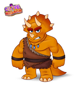 3_horns 3_toes 4_fingers anthro belt black_belt black_wristband blue_eyes bone_frill brown_tail_tip brown_toga clenched_teeth clothed clothed_anthro clothed_male clothing dipstick_tail eyebrows facial_horn featureless_chest feet fingers fist frill_(anatomy) horn jewelry light looking_at_viewer male markings multi_horn necklace nose_horn orange_body orange_scales orange_tail pecs red_eyebrows scales simple_background solo standing straight_legs tail tail_markings tan_horn tan_toes teeth thick_eyebrows title toes toga two_tone_tail white_background luigil clive_'n'_wrench numskull_games ceratopple ceratopsian ceratopsid chasmosaurine dinosaur marginocephalian ornithischian prehistoric_species reptile scalie triceratops 2017 absurd_res colored digital_drawing_(artwork) digital_media_(artwork) english_description hi_res lighting shaded