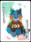 .96_gal anthro badge blue_body blue_fur brown_clothing brown_pupils brown_shirt brown_topwear card clothing fur head_tuft holding_object holding_weapon ink joker_(playing_card) looking_at_viewer male messy orange_eyes orange_gills orange_nose orange_sclera paint persim_scarf playing_card pupils scarf shirt smeared solo suit_symbol text topwear tuft weapon kirbio_art balatro nintendo pokemon pokemon_mystery_dungeon spike_chunsoft splatoon xevy canid canine canis generation_3_pokemon hybrid mammal pokemon_(species) swampert wolf constructed_script half-length_portrait inkling_text portrait