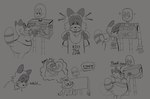 2024 anthro apron blush butt clothing creepfactors duo english_text eyes_closed hi_res kiss_the_cook kissing machine male mammal monochrome procyonid raccoon rascal_(robot_dreams) robot robot_(robot_dreams) robot_dreams shirt slightly_chubby surprise tail tail_motion tailwag text topwear