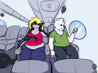 aircraft airplane anthro big_breasts blonde_hair breasts duo female hair inflation inside_airplane male slightly_chubby vehicle pandyshera smashu yenny aquatic bear cetacean dolphin mammal oceanic_dolphin orca polar_bear toothed_whale ursine 4:3