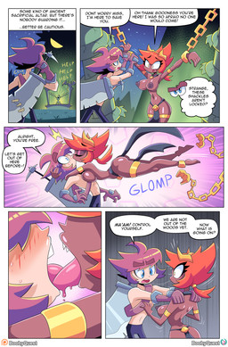5_fingers areola bound breasts brown_hair chain chained dialogue duo female fingers french_kissing hair human_only kissing male male/female nipples not_furry speech_bubble text drshanks24 mango_(drshanks24) sage_blackhorn human mammal absurd_res comic english_text hi_res