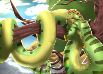 anthro apode coiling day legless looking_at_viewer male nude outside serpentine solo tongue tongue_out zyyphelze draconcopode naga 2020 hi_res