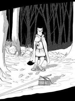 4_fingers 4_toes anthro black_tail_tip bottomless claws cloak clothed clothing digitigrade dipstick_tail eye_scar facial_scar feet finger_claws fingers forest forest_background fur leaf leaves_on_ground leg_wraps male markings medieval_clothing melee_weapon nature nature_background one_eye_closed outstretched_arm plant rock scar shirt solo sword sword_on_ground tail tail_markings toe_claws toes topwear tree tunic weapon white_body white_fur wraps garbagegarage mammal mustelid musteline stoat true_musteline weasel black_and_white hi_res monochrome