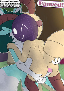 4_fingers 5_fingers antennae_(anatomy) anthro anthro_on_anthro anthro_penetrated anthro_penetrating anthro_penetrating_anthro arm_tuft arthropod_abdomen balls blue_body blue_fur blush blush_lines bottomwear brown_antennae brown_clothing brown_legwear brown_stockings clothing discarded_clothing duo elbow_tuft exoskeleton eyes_always_closed eyes_closed female female_on_top fingers fur genitals grass green_hair hair hand_on_butt hand_on_shoulder holding_abdomen hot_dogging legwear looking_at_viewer lying male male/female male_on_bottom multicolored_body multicolored_fur on_back on_bottom on_top one_eye_closed penetration penis pink_bottomwear pink_clothing pink_skirt plant pupils screen screen_face sex shorts shoulder_tuft shrub sidewalk skirt stockings tail tan_bottomwear tan_clothing tan_shirt tan_shorts tan_topwear text topwear tree tuft two_tone_body two_tone_fur white_body white_fur white_pupils wink winking_at_viewer yellow_body yellow_exoskeleton unsureumbra avon_(unsureumbra) five_(thebestevie) arthropod blattodean canid canine fox insect mammal termite credits hi_res