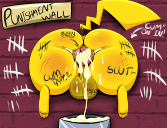 3_toes anus balls big_butt blush bodily_fluids body_blush body_writing bucket butt butt_blush butt_focus container cum cum_in_ass cum_in_container cum_inside cum_on_balls cum_string feet feral genital_fluids genitals glory_hole leaking_cum male markings puffy_anus soles solo tally_marks text toes western_tally_marks tepigfan101 nintendo pokemon generation_1_pokemon pikachu pokemon_(species) 2023 absurd_res digital_media_(artwork) english_text hi_res