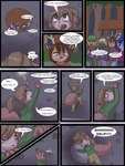 2012 3:4 anthro babystar biped clothing comic deer detailed_background dialogue digital_media_(artwork) english_text female fur gemma_polson greeting group hair hi_res hoodie male mammal open_mouth panel_skew rodent sciurid standing text topwear tree_squirrel