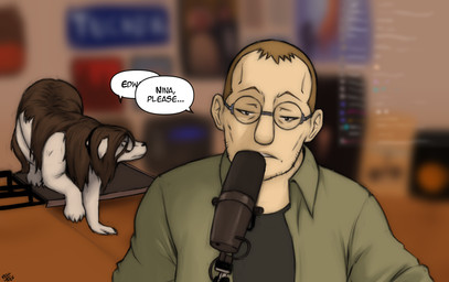 ambiguous_gender balding blurred_background brown_hair chat chat_box clothing collar duo electronics eyewear feral floor floppy_ears fur fusion glasses hair inside jacket livestream long_hair male microphone parody platform poster scene_parody shitpost speech_bubble stubble talking_over talking_to_another tan_body tan_fur text topwear randomboobguy collargate fullmetal_alchemist hasanabi twitch.tv alexander_(fullmetal_alchemist) nina_tucker shou_tucker canid canine canis chimera domestic_dog human hybrid mammal 2025 artist_name english_text hi_res meme shaded signature daughter_(lore) father_(lore) father_and_child_(lore) father_and_daughter_(lore) intersex_(lore) parent_(lore) parent_and_child_(lore) parent_and_daughter_(lore) young_(lore)