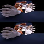 5_fingers 5_toes anthro biped black_clothing black_underwear claws clothed clothing feet fingers foot_focus fur gesture green_eyes hand_gesture looking_at_viewer male membrane_(anatomy) membranous_wings nipples orange_body orange_fur pointing solo stereographic_panorama toes underwear underwear_only white_body white_fur wings aerys_(artist) batzilla aerys bat mammal megabat 1:1 360_fov 3d_(artwork) absurd_res digital_media_(artwork) hi_res stereogram vertical_stereogram