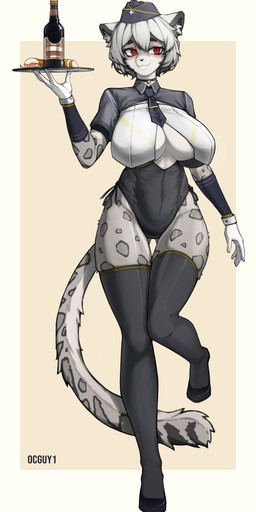 accessory anthro bell big_breasts breasts bunny_costume butt butt_from_the_front choker clothing costume curvy_figure female food gloves handwear hat headgear headwear huge_breasts jewelry kvass legwear necklace necktie red_eyes sandwich_(food) solo standing thick_thighs thigh_highs voluptuous waiter wide_hips ocguy1 lumi_(dog_with_a_chainsaw) felid mammal pantherine snow_leopard absurd_res hi_res