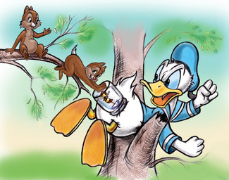 anthro beak bottomless brown_body brown_fur butt butt_torture clothed clothing container feathers fur group hat headgear headwear jar male monobutt plant sailor_cap sailor_uniform stinger stuck tail tail_feathers tree uniform white_body white_feathers zdrer456 disney chip_(disney) dale_(disney) donald_duck spike_the_bee anatid anseriform arthropod avian bee bird chipmunk duck ground_squirrel hymenopteran insect mammal rodent sciurid absurd_res hi_res