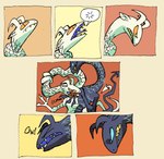 2_heads angry bite dialogue feral fight male multi_head simple_background solo wounded bedupolker mythology limerence_(bedupolker) lust_(bedupolker) dragon mythological_creature mythological_scalie scalie comic digital_media_(artwork) hi_res