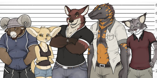 2_horns anchor_symbol anthro beanie beard belt biped black_nose bottomwear bovid_horn bracelet brown_body brown_eyes brown_fur caprine_horn clothed clothing collared_shirt denim denim_bottomwear denim_clothing denim_shorts facial_hair female fingers fur furgonomic_headwear furgonomics group hand_in_pocket hands_in_both_pockets hat headgear headwear hoodie horn jewelry lineup male markings muscular muscular_male navel open_clothing open_shirt open_topwear orange_body orange_scales pants pink_nose pockets polo_shirt ram_horn red_body red_fur scale_markings scales shirt shirt_pocket shorts simple_background smile tan_body tan_fur tank_top topwear white_body white_fur yellow_eyes stardust_pup echo_(game) echo_(series) echo_project carl_hendricks flynn_moore jenna_begay leo_alvarez tj_hess bovid canada_lynx canid canine canis caprine felid feline fox gila_monster helodermatid kit_fox lizard lynx mammal reptile scalie sheep true_fox wolf digital_media_(artwork) source_request