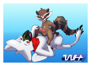 anal ball_gag beak erection gag genitals male male/male penis red_eyes red_scarf riding scarf tummy_bulge guardians_of_the_galaxy marvel mythology rocket_raccoon avian gryphon mammal mythological_avian mythological_creature procyonid raccoon invalid_tag absurd_res hi_res