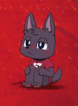 3_eyes 3_toes 4_fingers anthro bent_legs bodily_fluids claws clothing feet fingers half-closed_eyes male multi_eye narrowed_eyes pawpads pouting red_background red_clothing red_topwear sad simple_background sitting solo tail tears toes topwear sriel cult_of_the_lamb massive_monster_(studio) narinder domestic_cat felid feline felis mammal 2023 chinese_description hi_res
